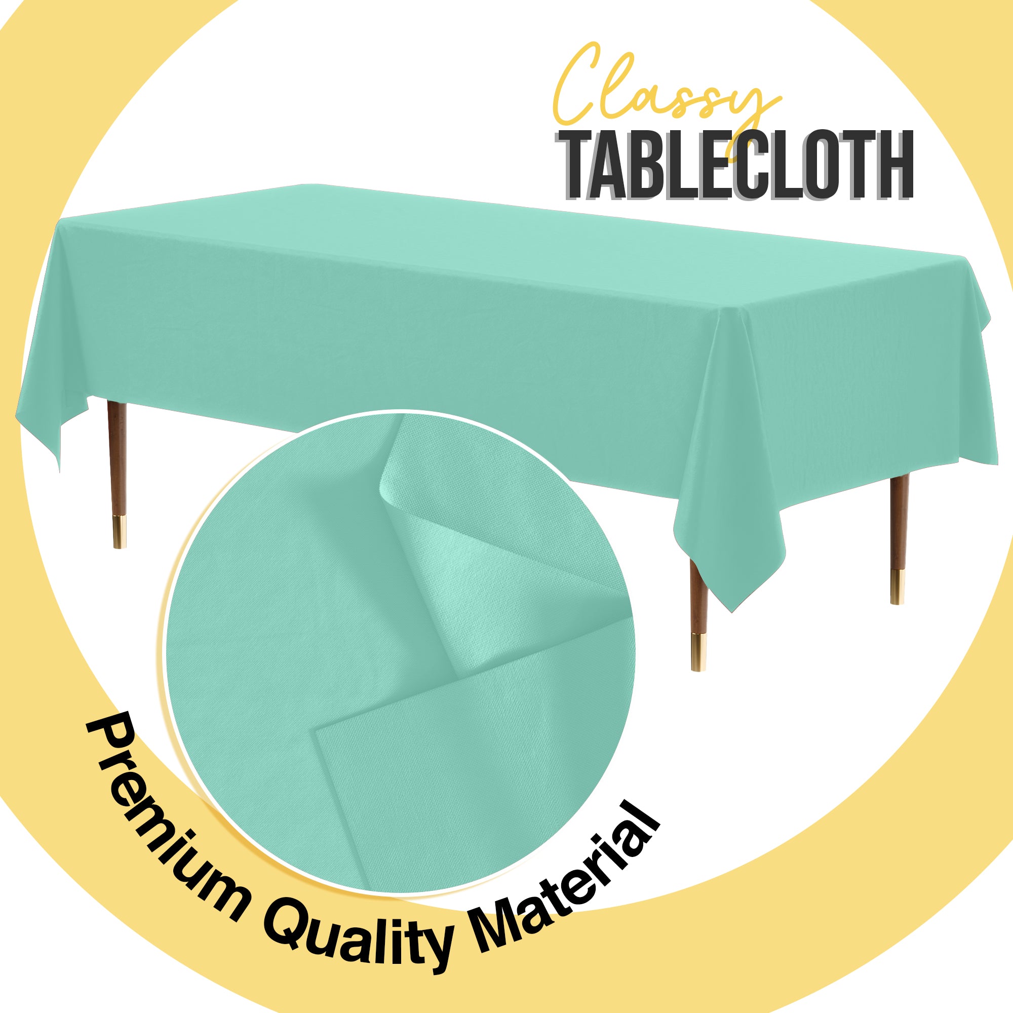 Premium Mint Plastic Table Covers | 6 Pack | 54 in. x 108 in.