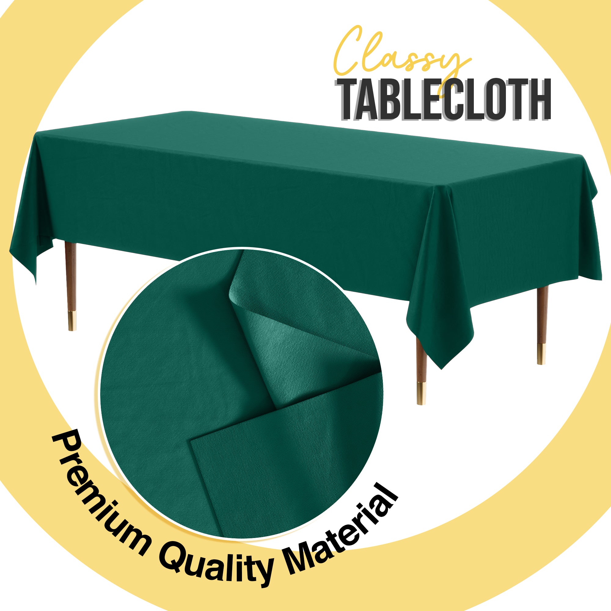 Premium Dark Green Plastic Table Covers | 6 Pack | 54 in. x 108 in.