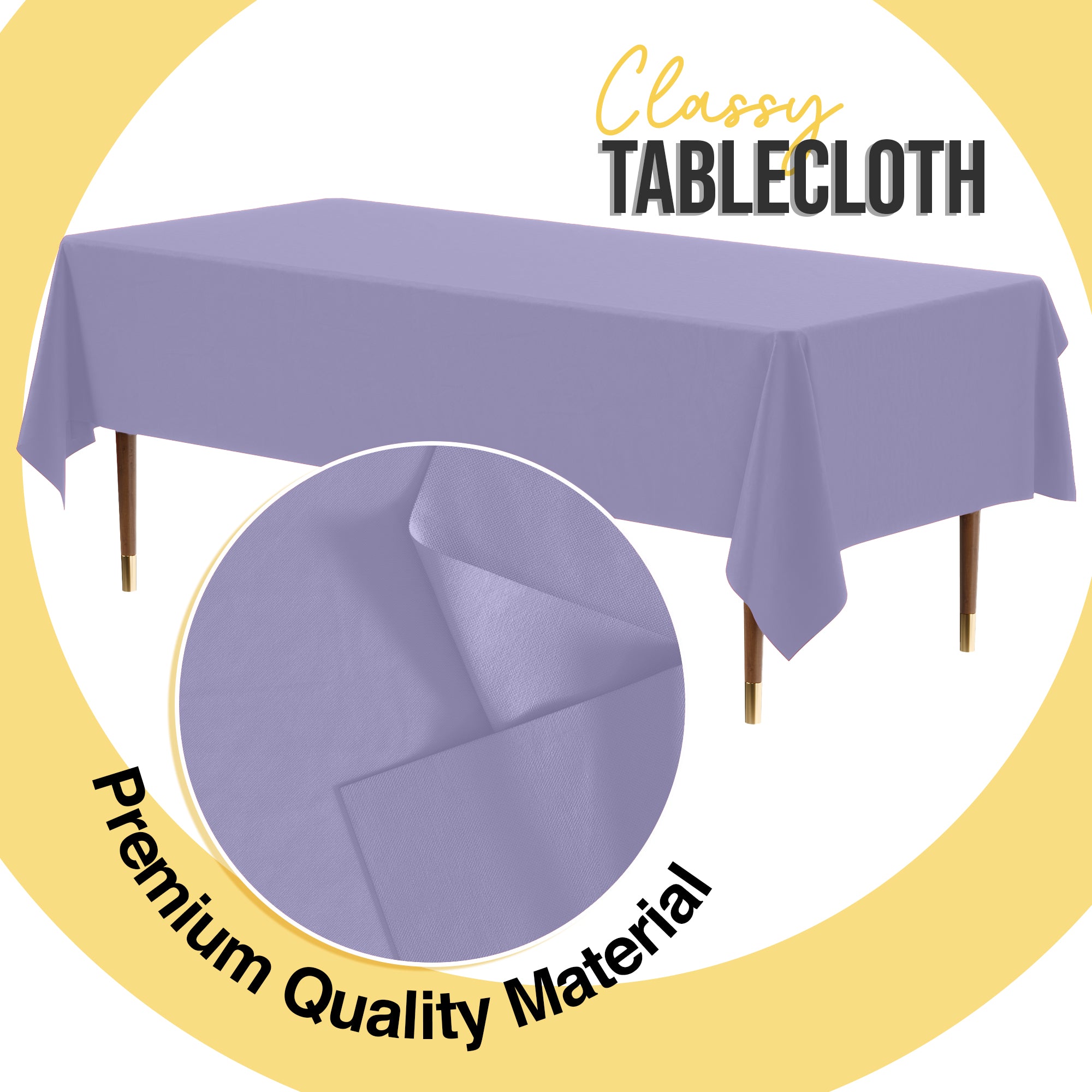 Premium Lavender Plastic Table Covers | 6 Pack | 54 in. x 108 in.