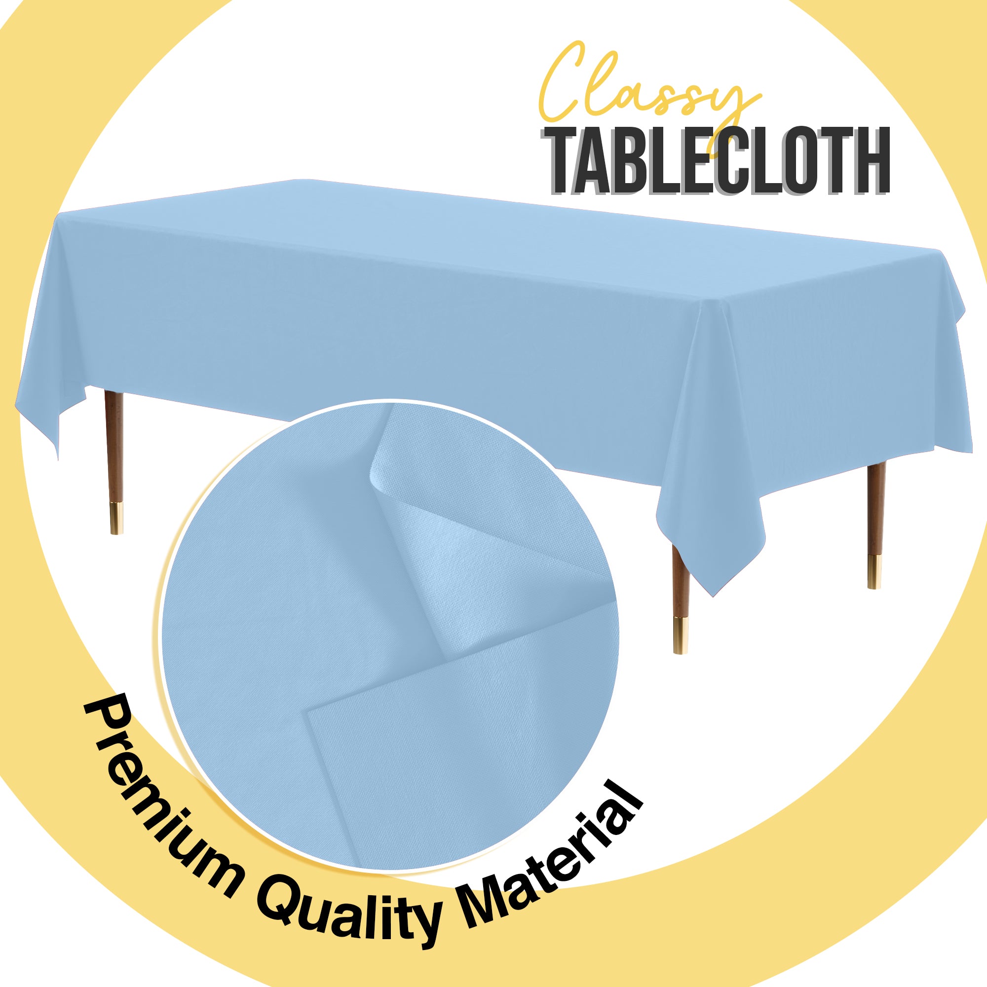 Premium Light Blue Plastic Table Covers | 6 Pack | 54 in. x 108 in.