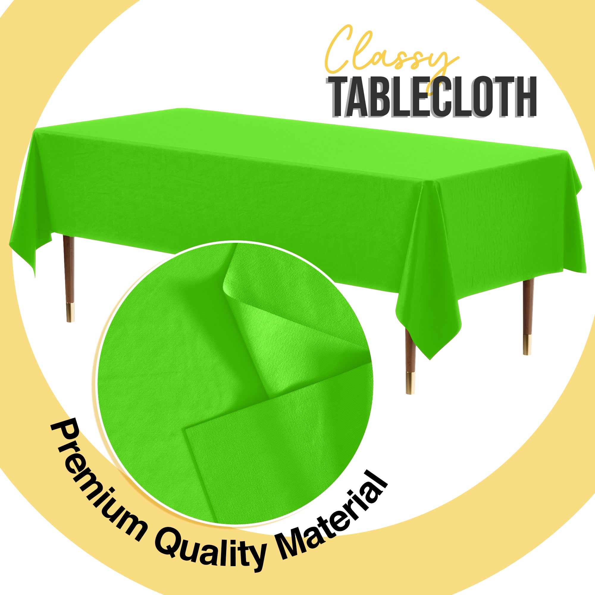 Premium Lime Green Plastic Table Covers | 6 Pack | 54 in. x 108 in.