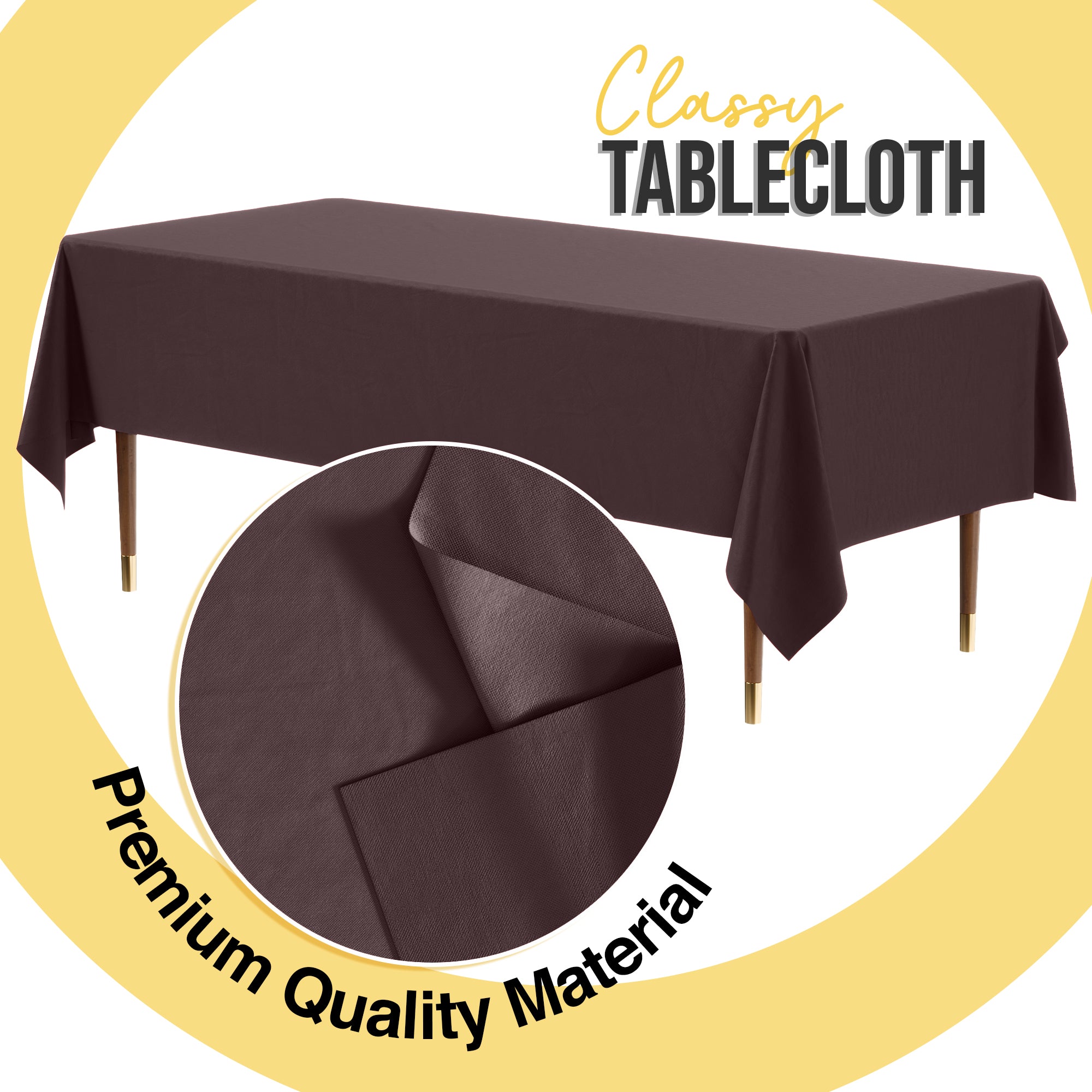 Premium Brown Plastic Table Covers | 6 Pack | 54 in. x 108 in.