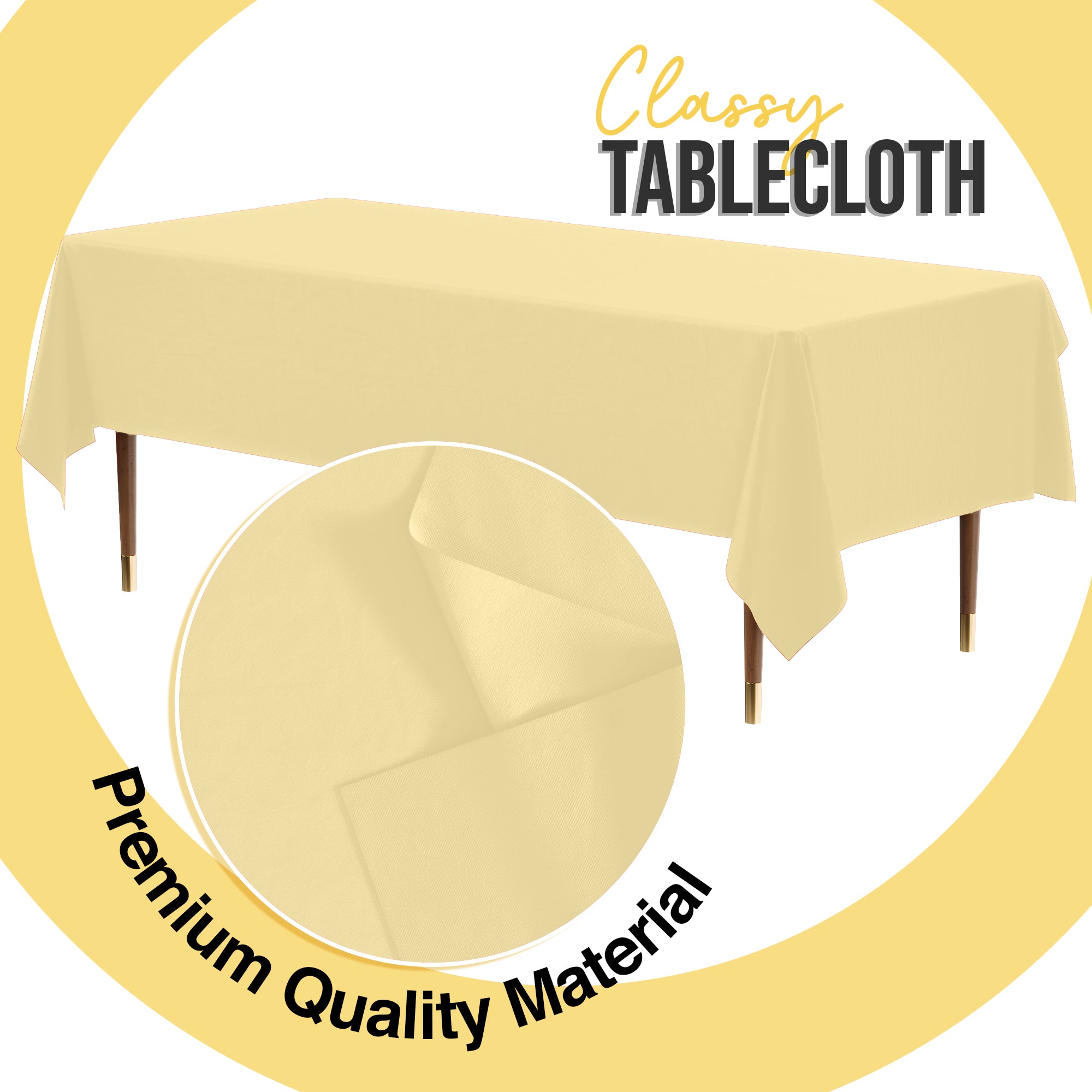 Premium Light Yellow Plastic Table Covers | 6 Pack | 54 in. x 108 in.