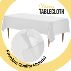 Premium White Plastic Table Cover | 54 in. x 108 in.