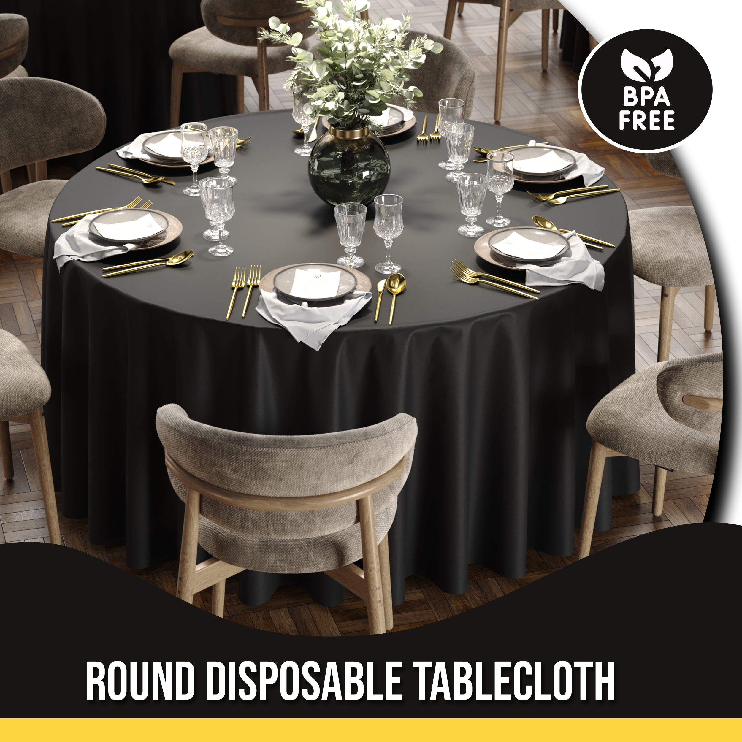 Premium 108" Round Black Table Cover