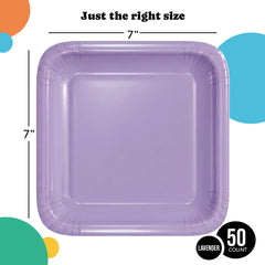 7 In. Lavender Square Paper Plates - 50 Ct.