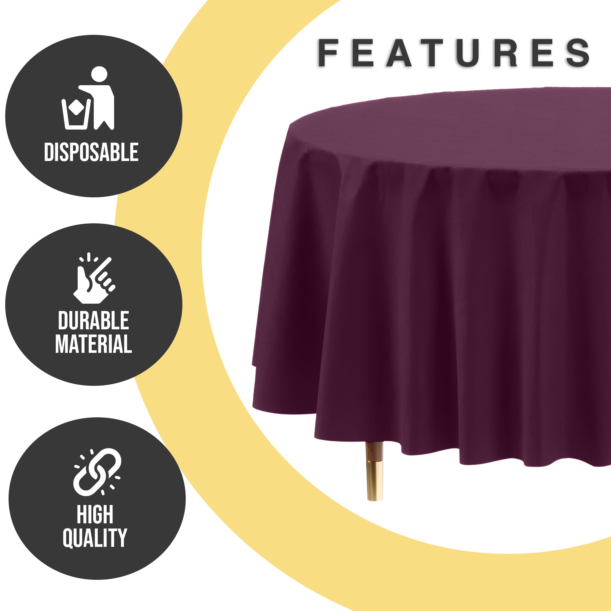 Premium Round Plum Plastic Table Cover | 84 in.