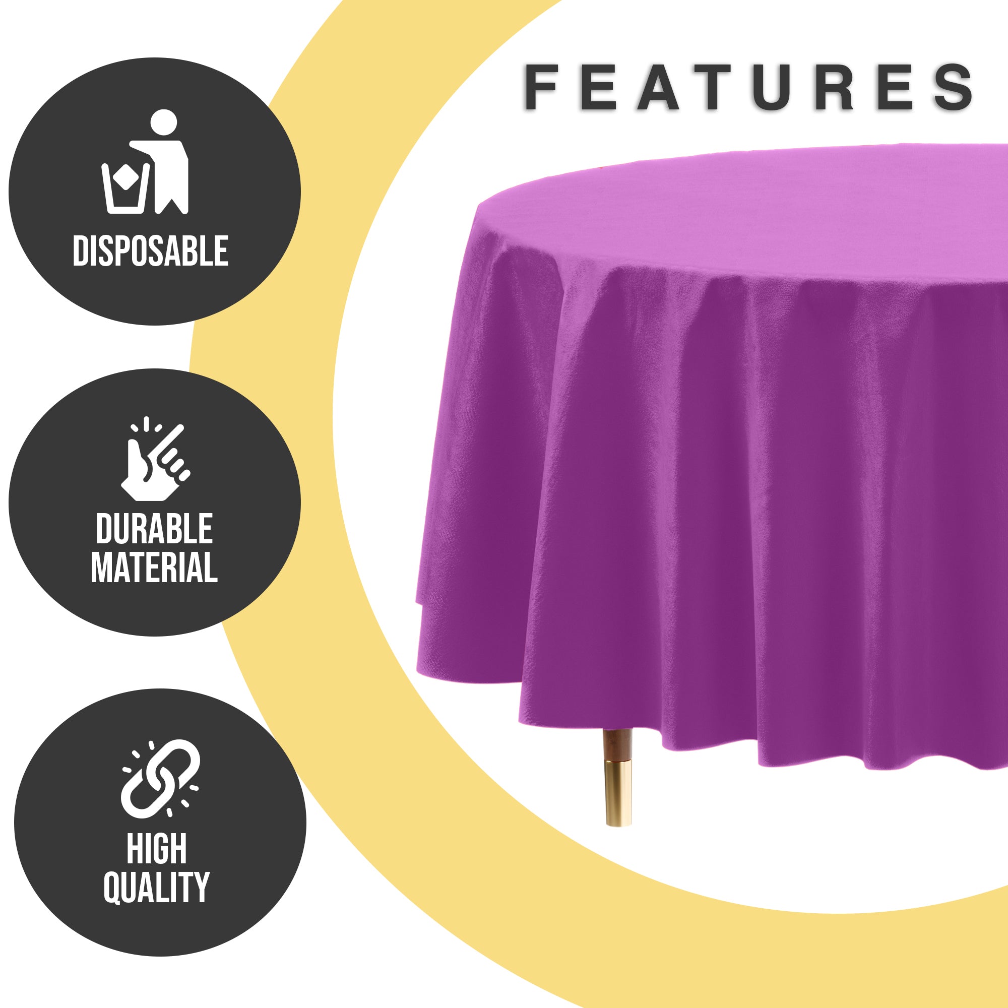 Premium Round Magenta Plastic Table Cover | 84 in.