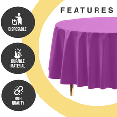 Premium Round Magenta Plastic Table Cover | 84 in.
