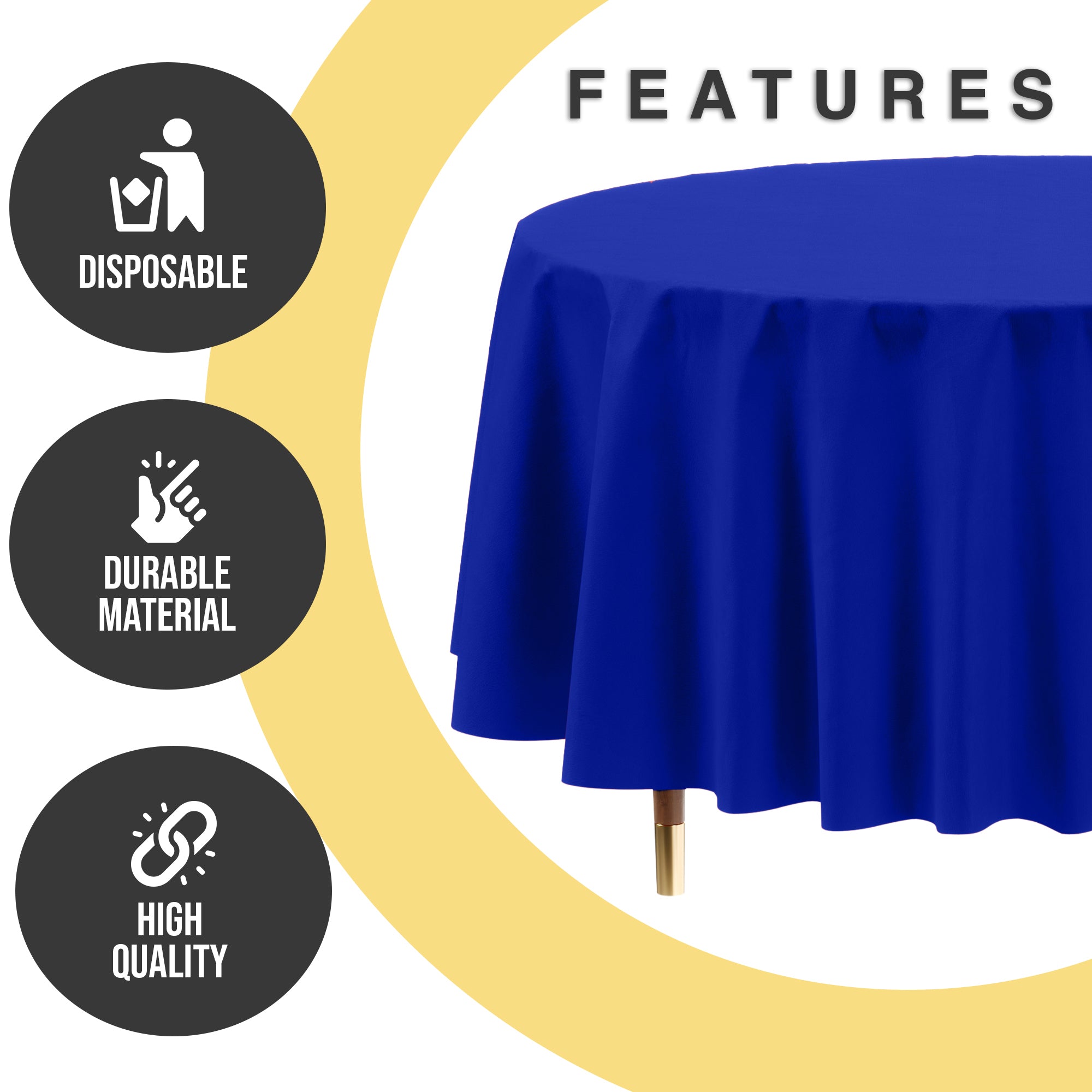 Premium Round Dark Blue Plastic Table Covers | 12 Pack | 84 in.