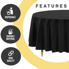 Premium Round Black Plastic Table Cover | 84 in.