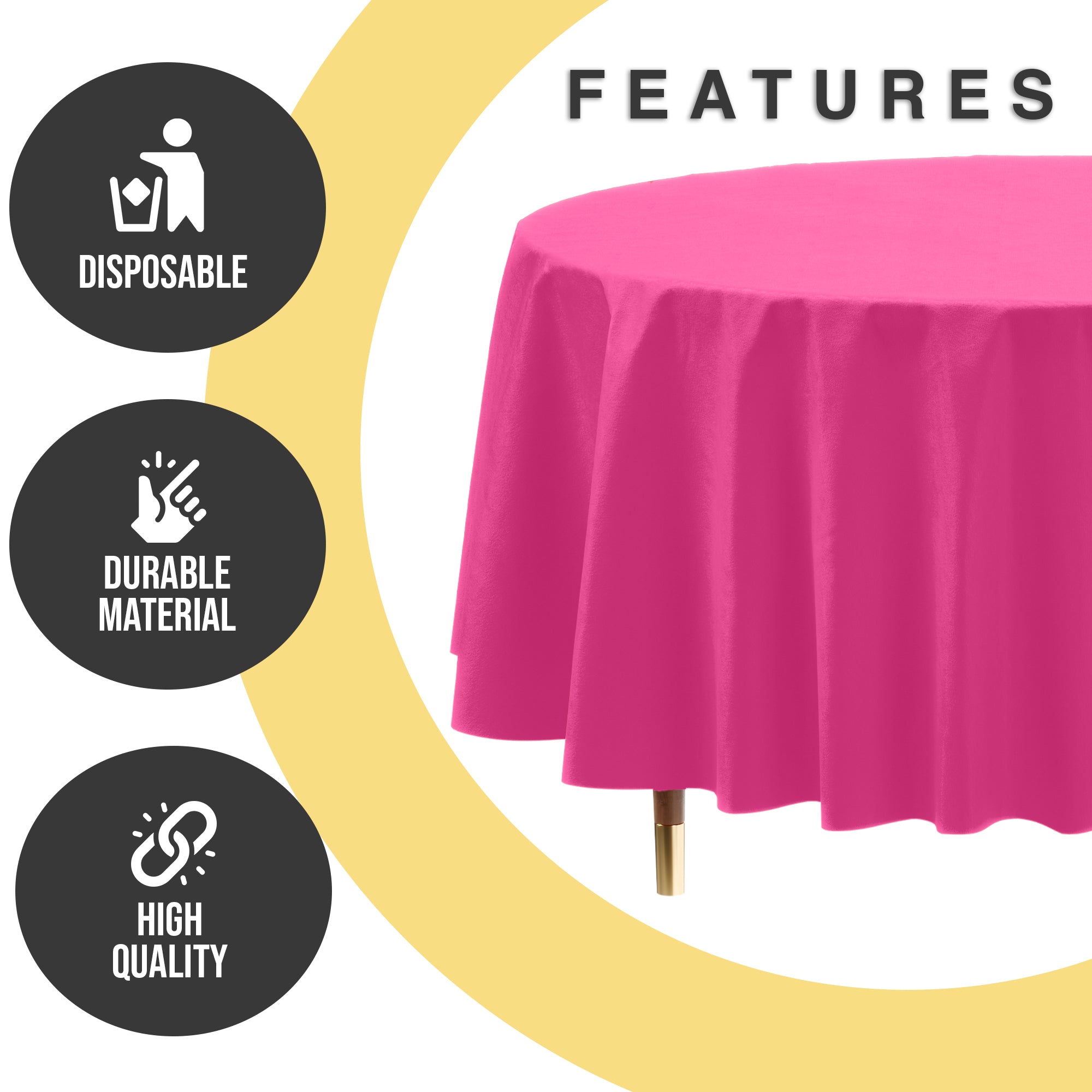 Premium Round Cerise Plastic Table Cover | 84 in.