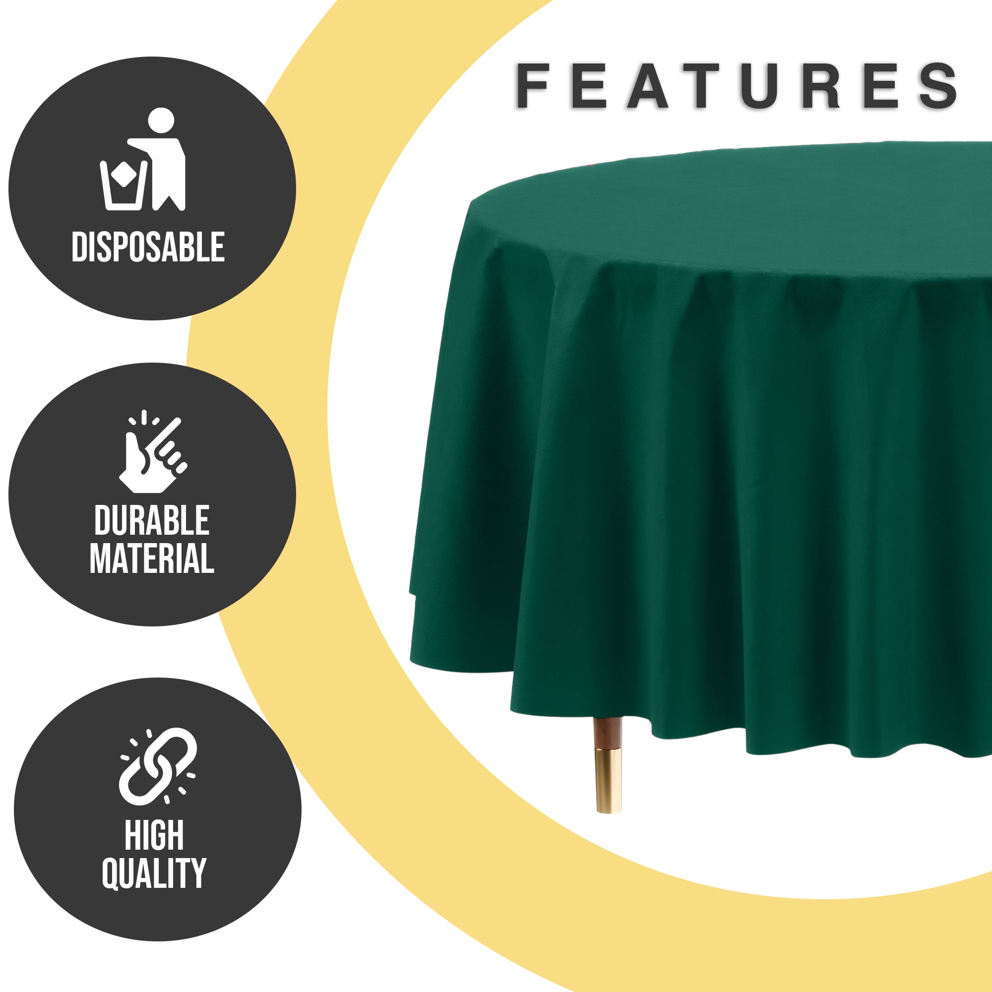 Premium Round Dark Green Plastic Table Cover | 84 in.