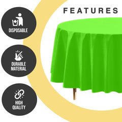 Premium Round Lime Green Plastic Table Cover | 84 in.