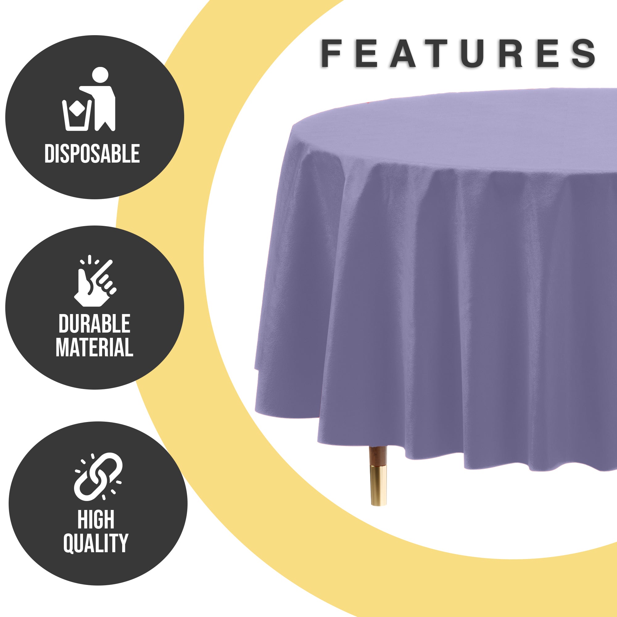 Premium Round Lavender Plastic Table Covers | 12 Pack | 84 in.