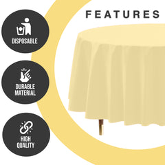 Premium Round Light Yellow Plastic Table Cover | 84 in.