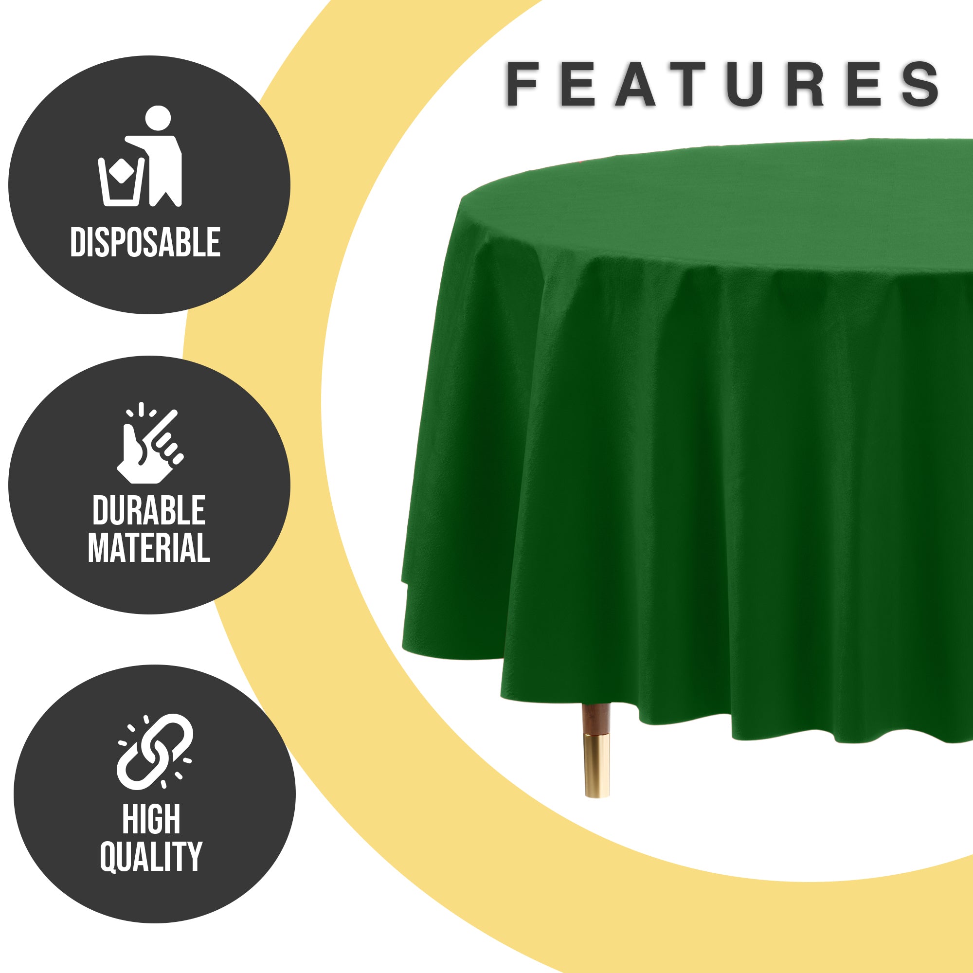 Premium Round Emerald Green Plastic Table Cover | 84 in. | Case of 96