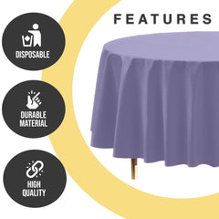 Premium Round Lavender Plastic Table Cover | 84 in. | Case of 96