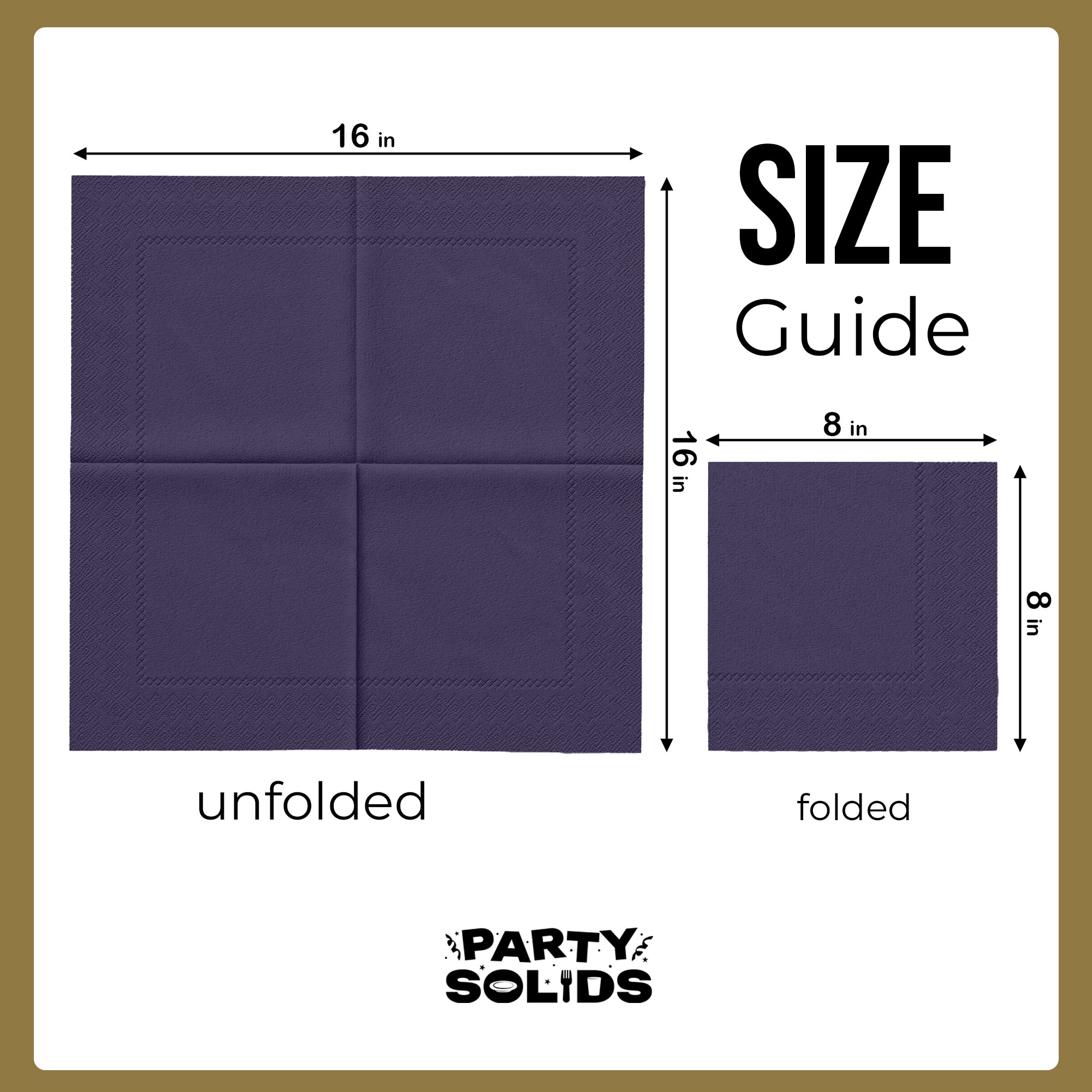 Dark Purple Dinner Napkins | 8 in. x 8 in. | 50 Ct.