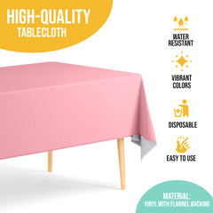Pink Flannel Backed Plastic Table Cover 54 in. x 70 in.