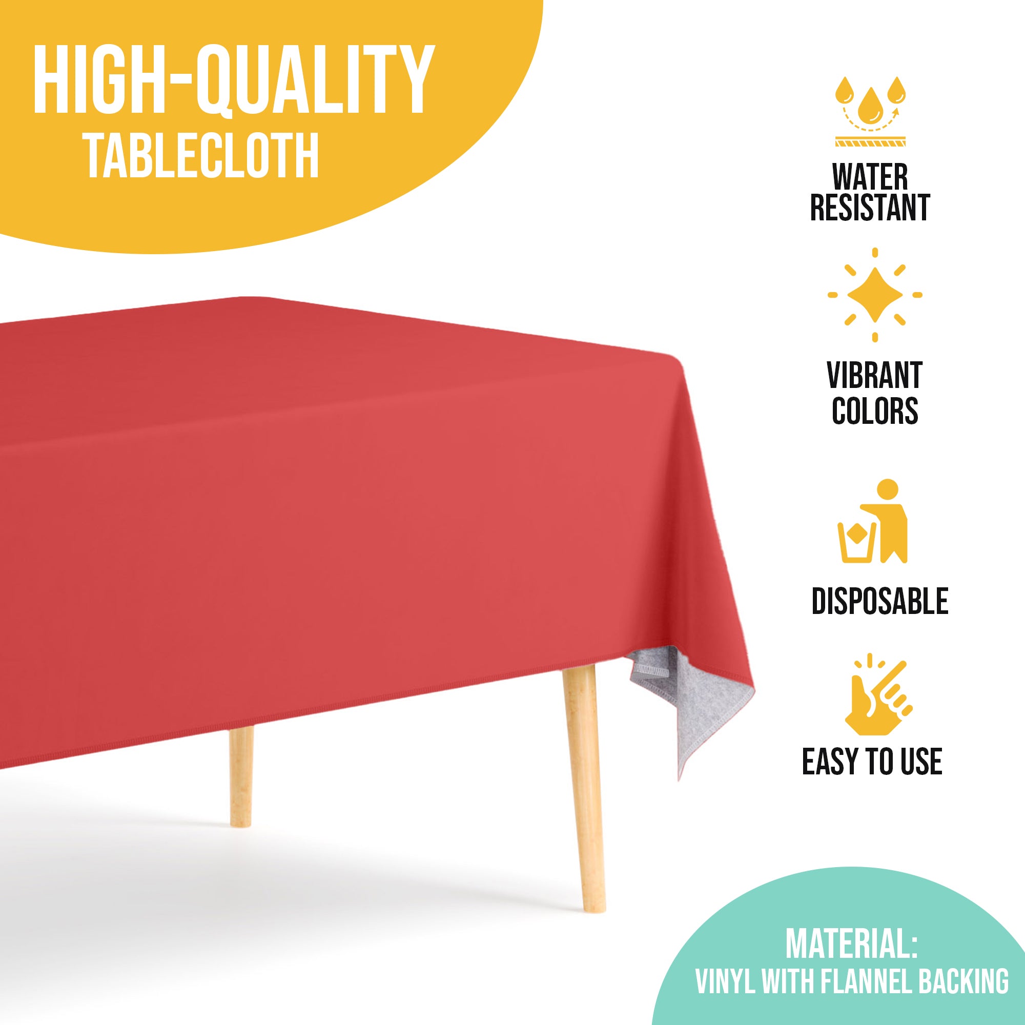 Red Flannel Backed Plastic Table Cover  | 54 in. x 108 in.