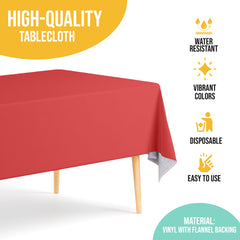 Red Flannel Backed Plastic Table Cover  | 54 in. x 108 in.