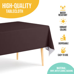Brown Flannel Backed Plastic Table Cover 54 in. x 70 in.