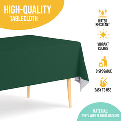 Dark Green Flannel Backed Plastic Table Cover  | 54 in. x 108 in.