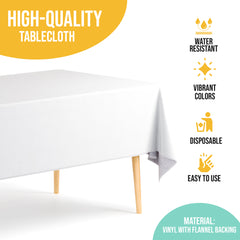 White Flannel Backed Plastic Table Cover 54 in. x 70 in.