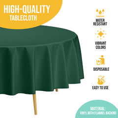 Dark Green Flannel Backed Plastic Table Cover 70 in. Round