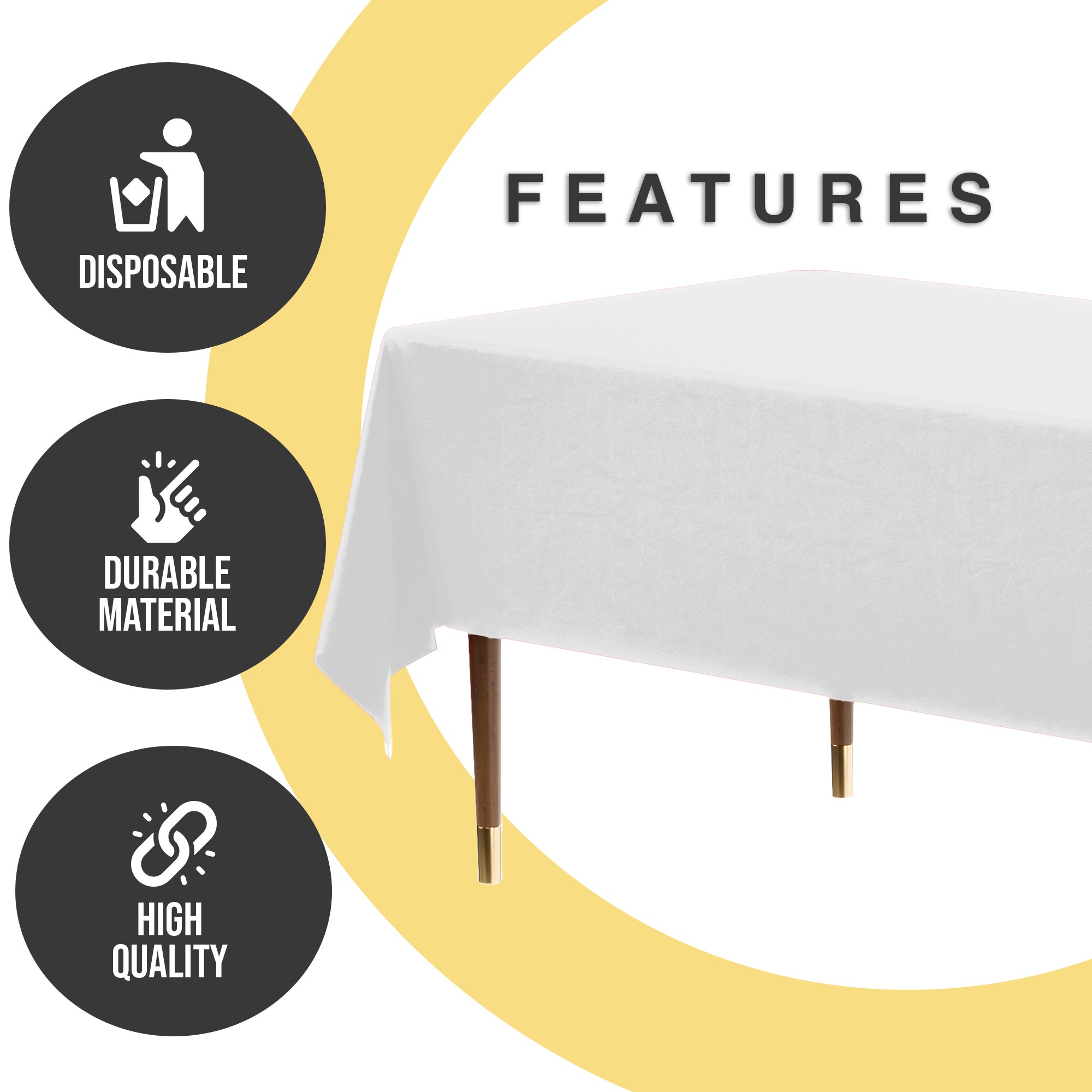 Premium White Plastic Table Cover | 54 in. x 108 in.