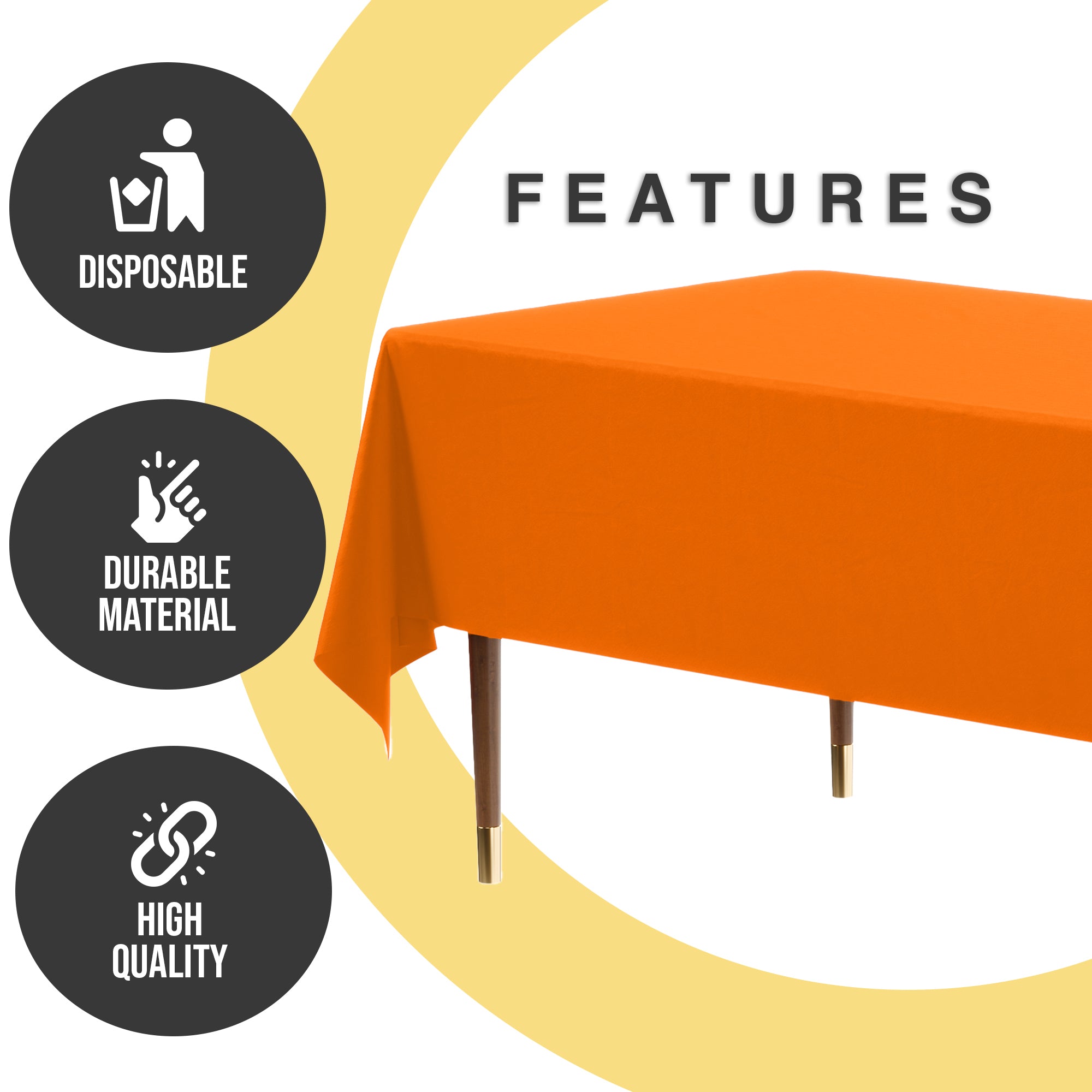 Premium Orange Plastic Table Cover | 54 in. x 108 in.