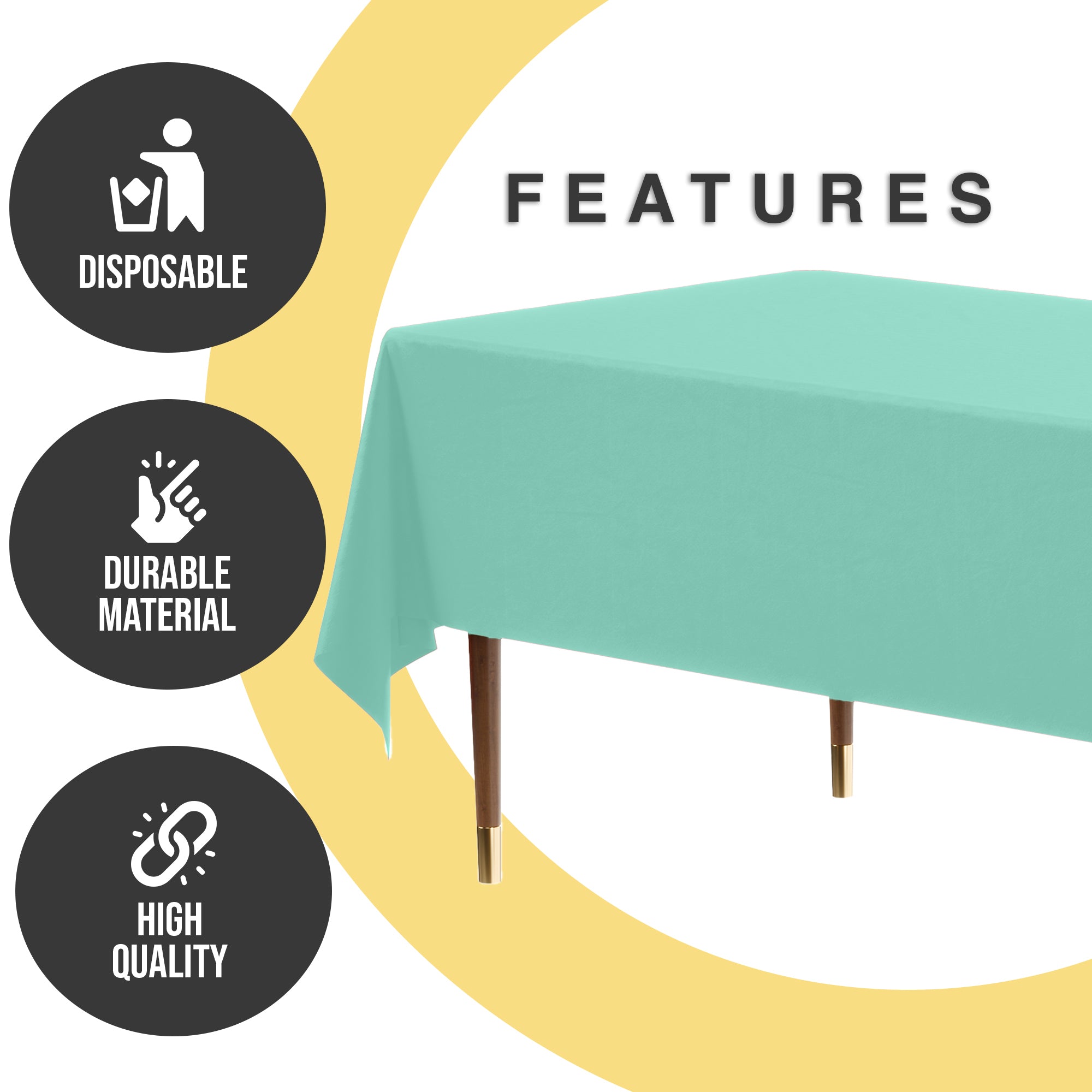 Premium Mint Plastic Table Covers | 6 Pack | 54 in. x 108 in.