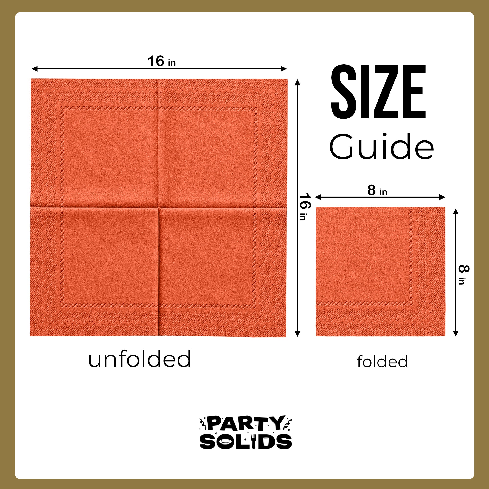 Orange Dinner Napkins | 8 in. x 8 in. | 50 Ct.