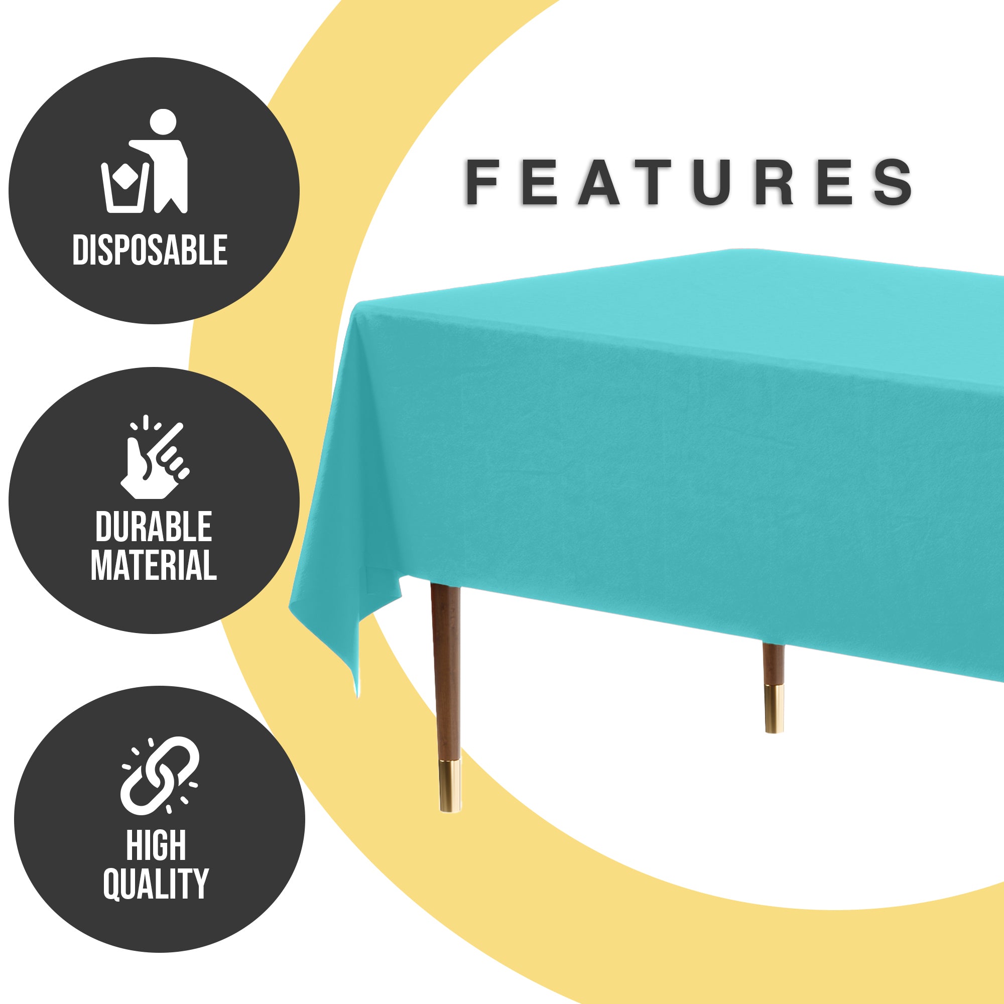 Premium Aqua Blue Plastic Table Covers | 6 Pack | 54 in. x 108 in.