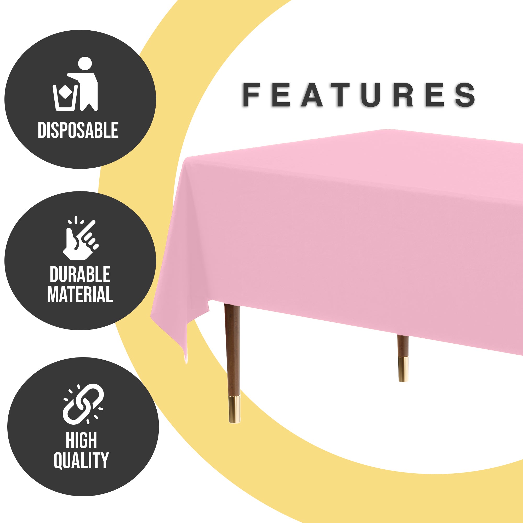 Premium Pink Plastic Table Cover | 54 in. x 108 in.