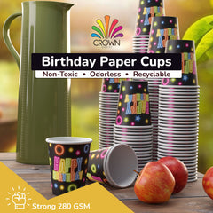 9 oz. Neon Birthday Print Paper Cups - 50 Ct.