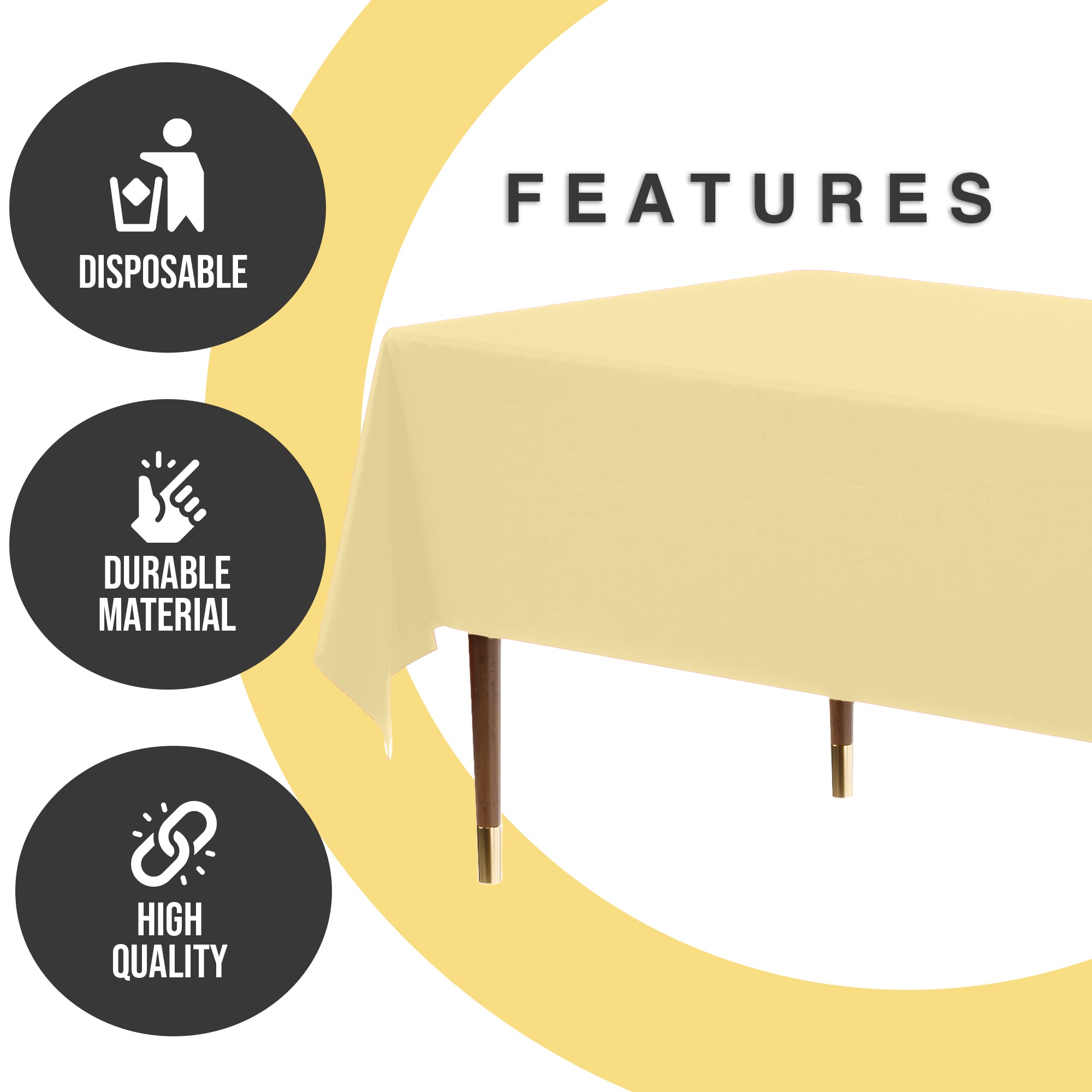 Premium Light Yellow Plastic Table Covers | 6 Pack | 54 in. x 108 in.