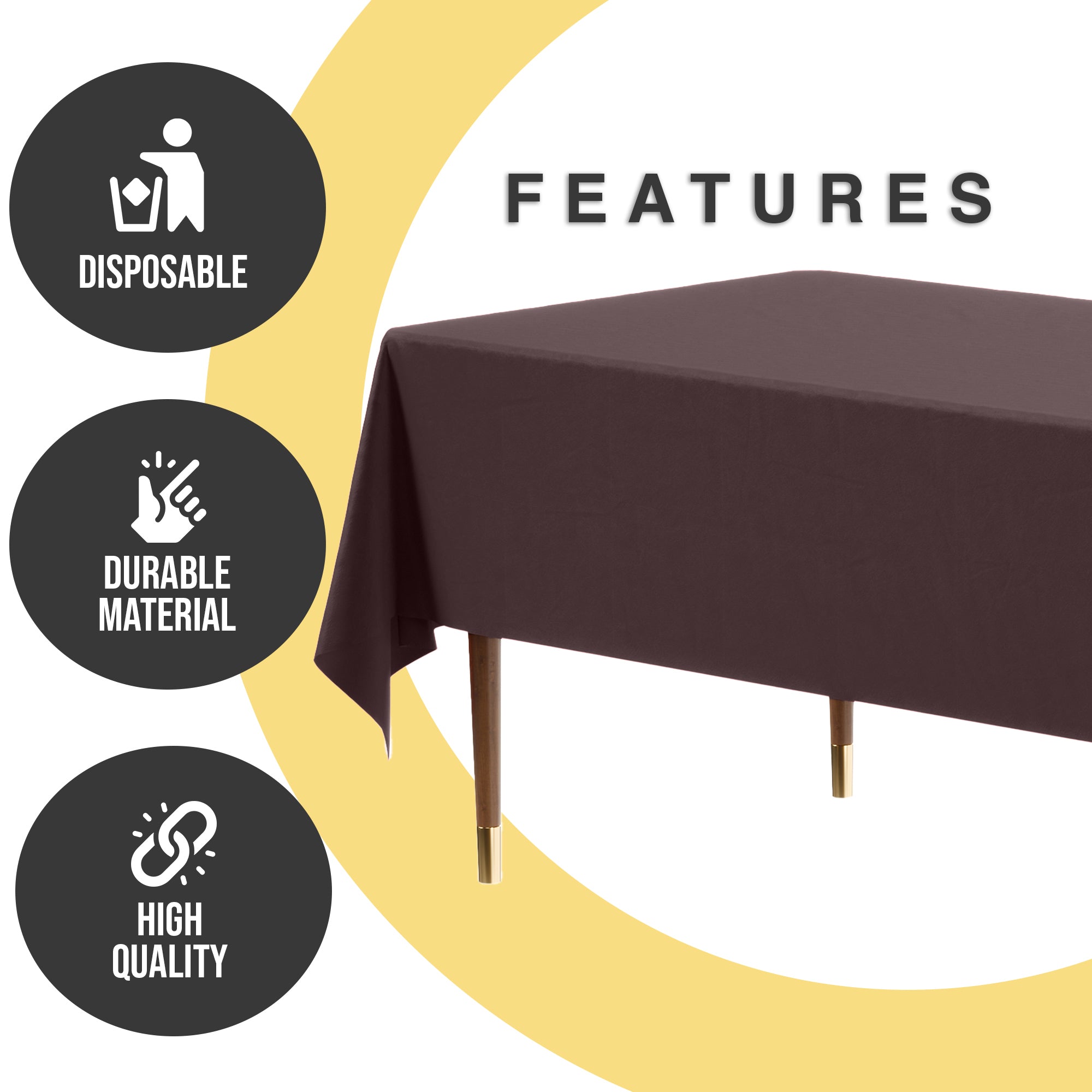 Premium Brown Plastic Table Covers | 6 Pack | 54 in. x 108 in.