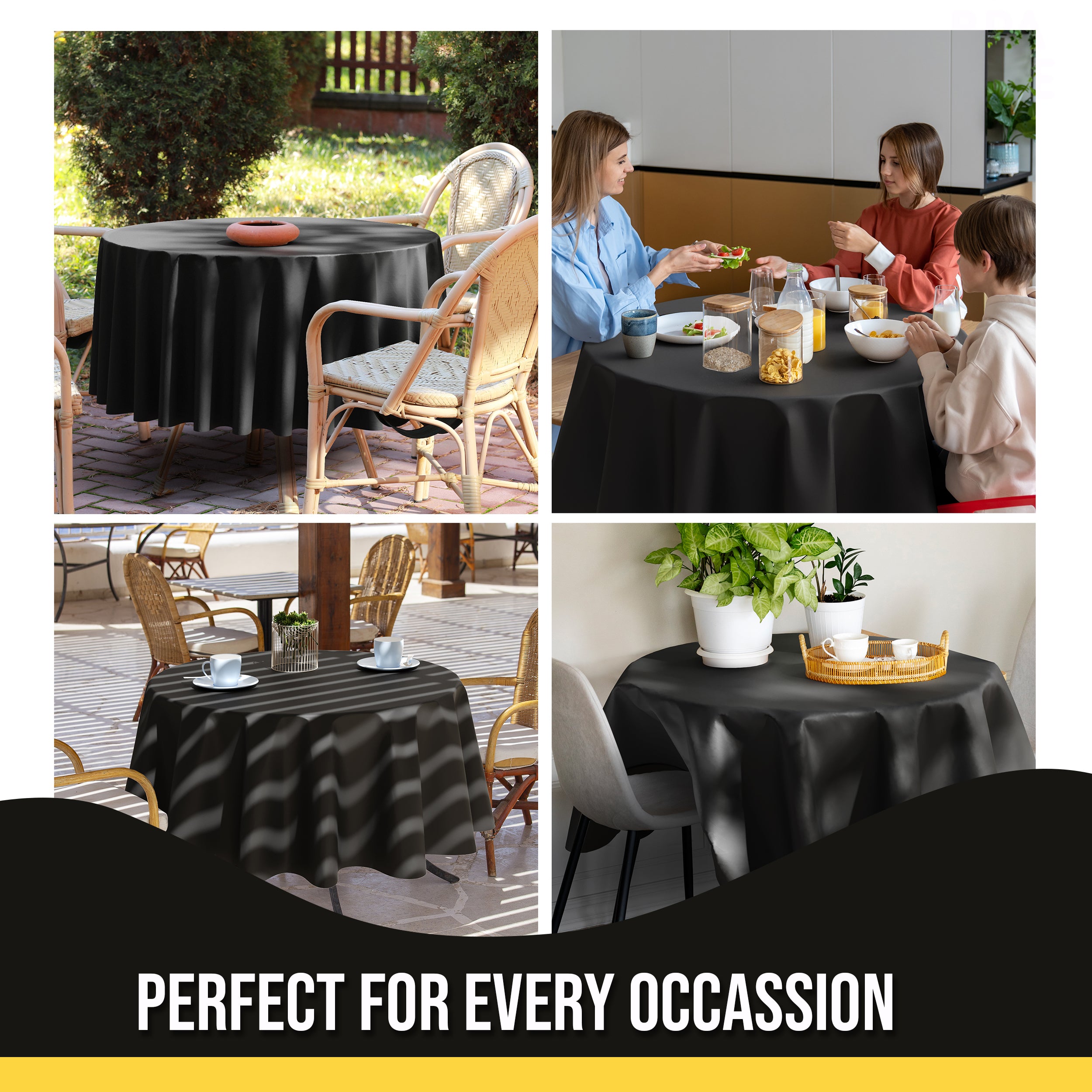 Premium 70" Round Black Table Cover
