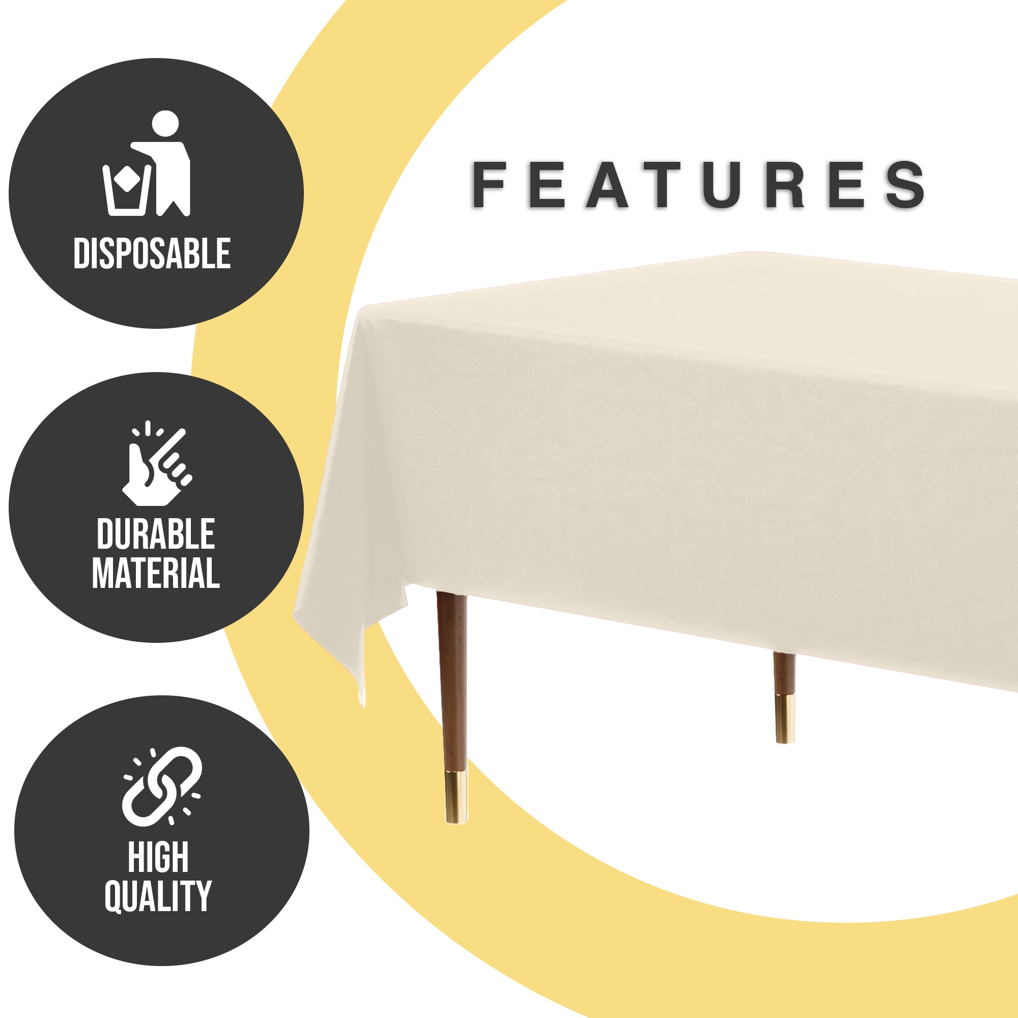 Premium Ivory Plastic Table Covers | 6 Pack | 54 in. x 108 in.