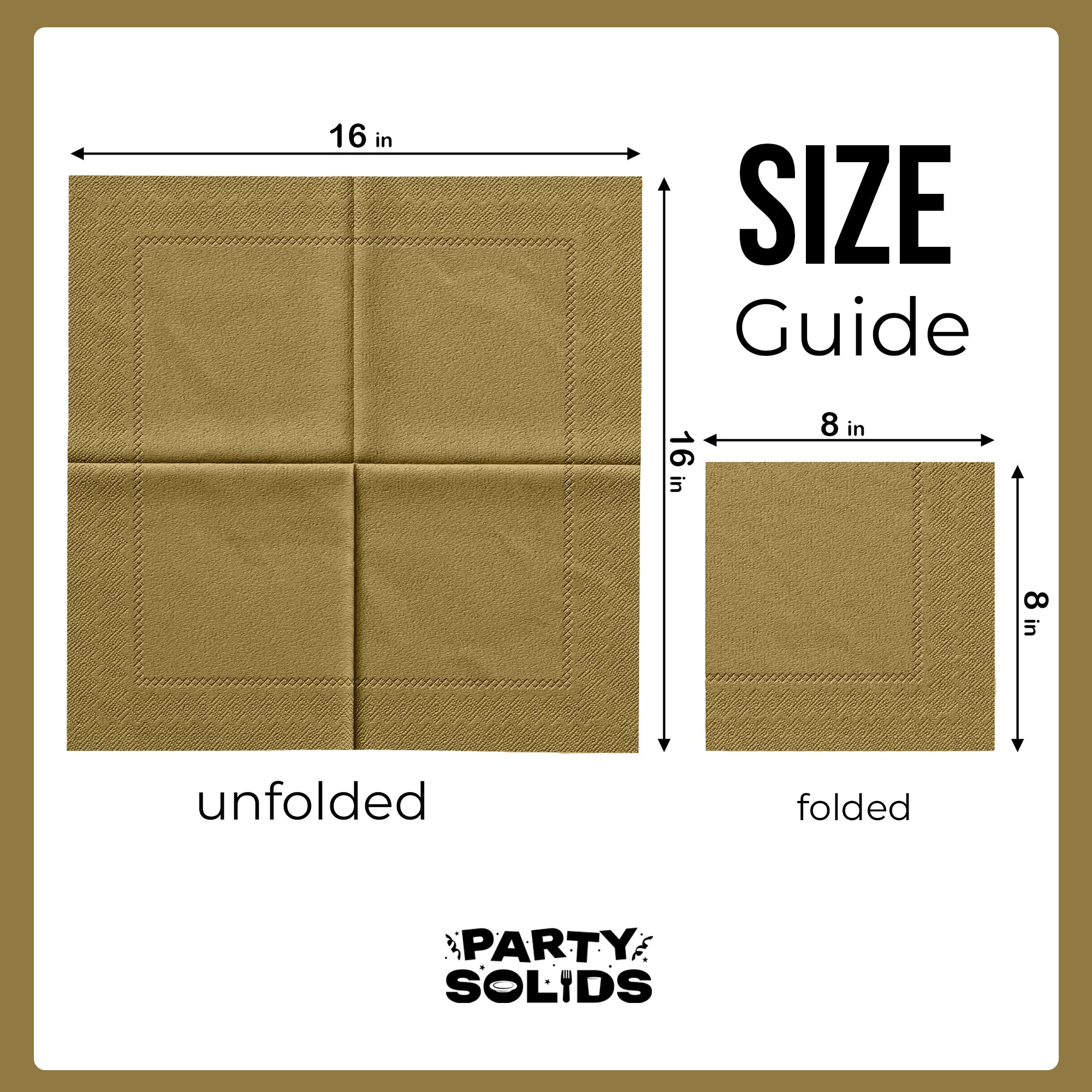 Gold Dinner Napkins | 8 in. x 8 in. | 50 Ct.