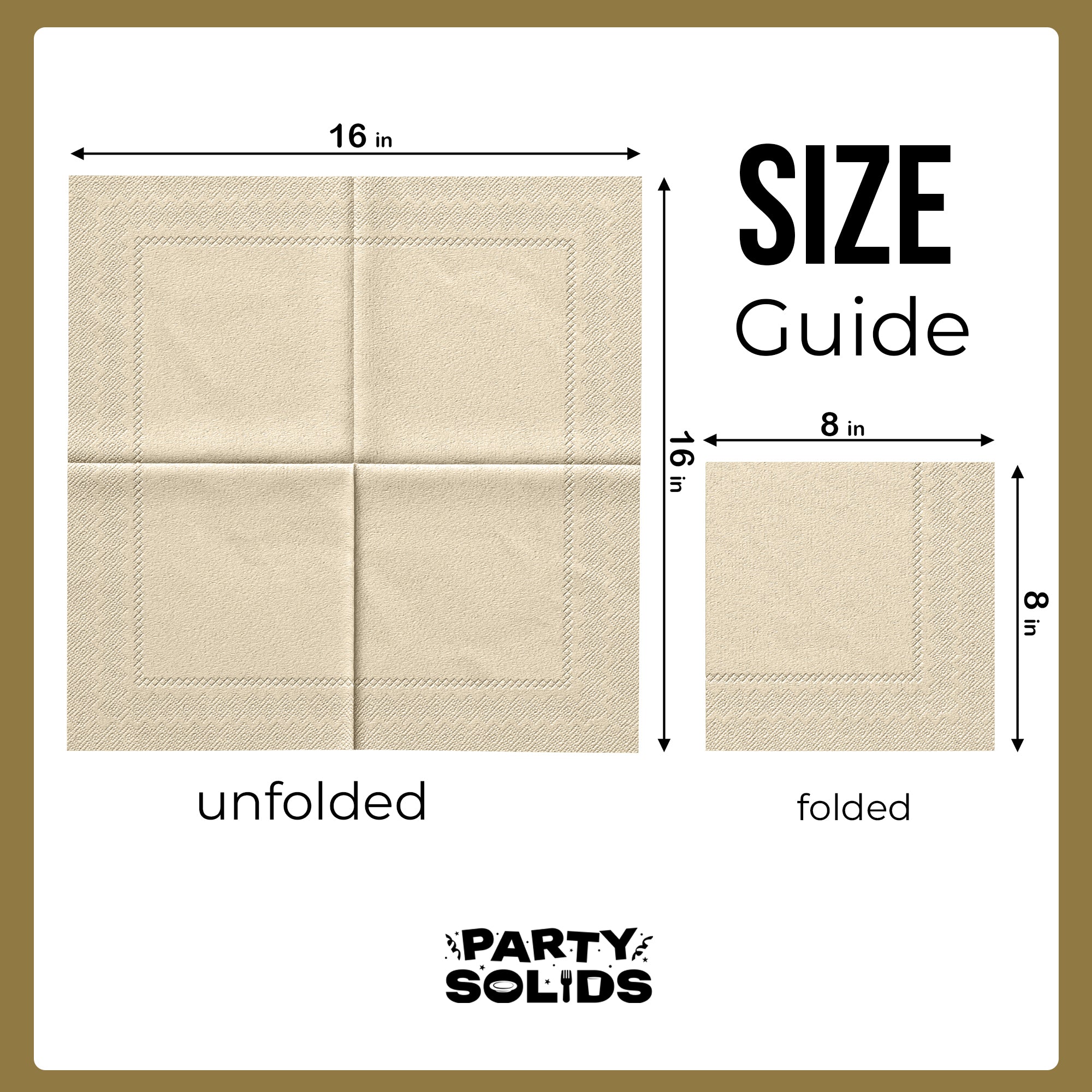 Ivory Dinner Napkins | 8 in. x 8 in. | 50 Ct.