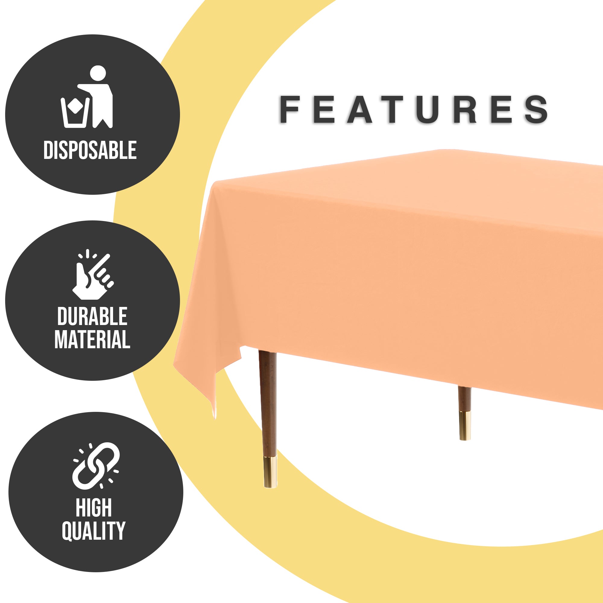 Premium Peach Plastic Table Covers | 6 Pack | 54 in. x 108 in.