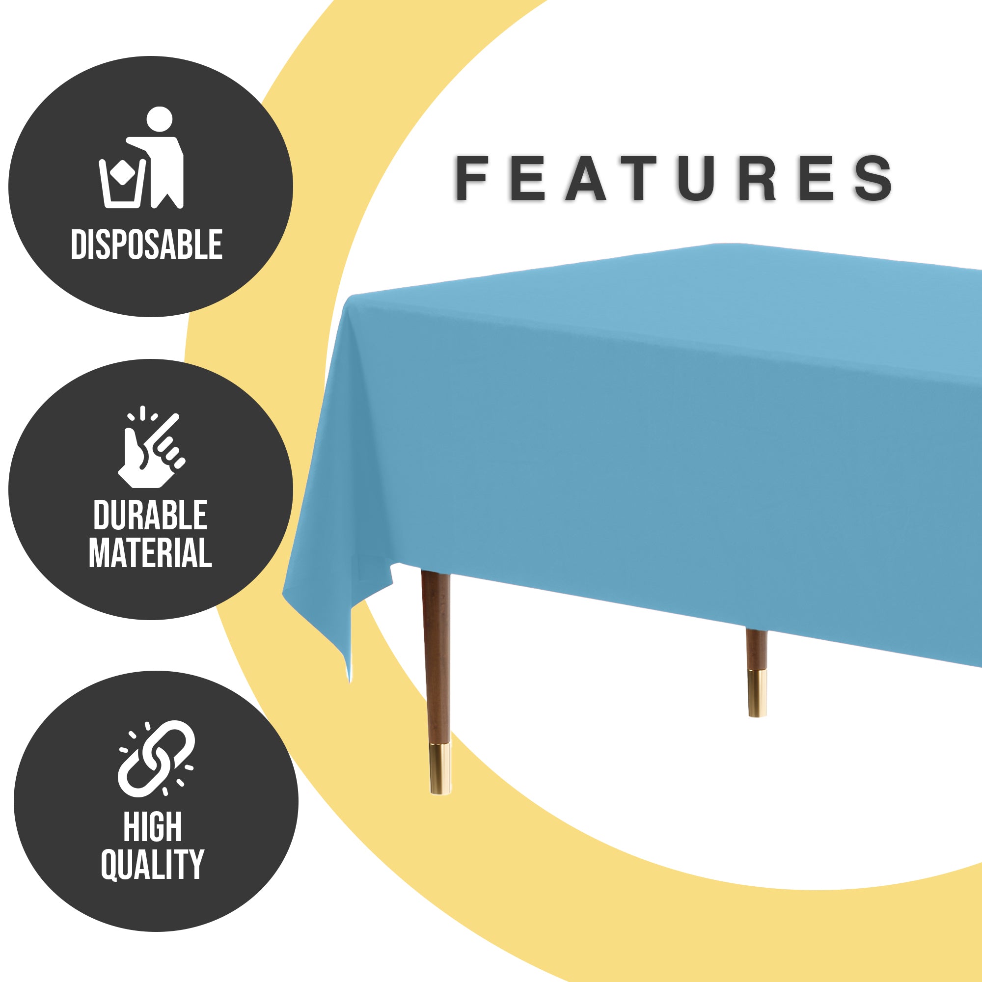 Premium Sky Blue Plastic Table Covers | 6 Pack | 54 in. x 108 in.