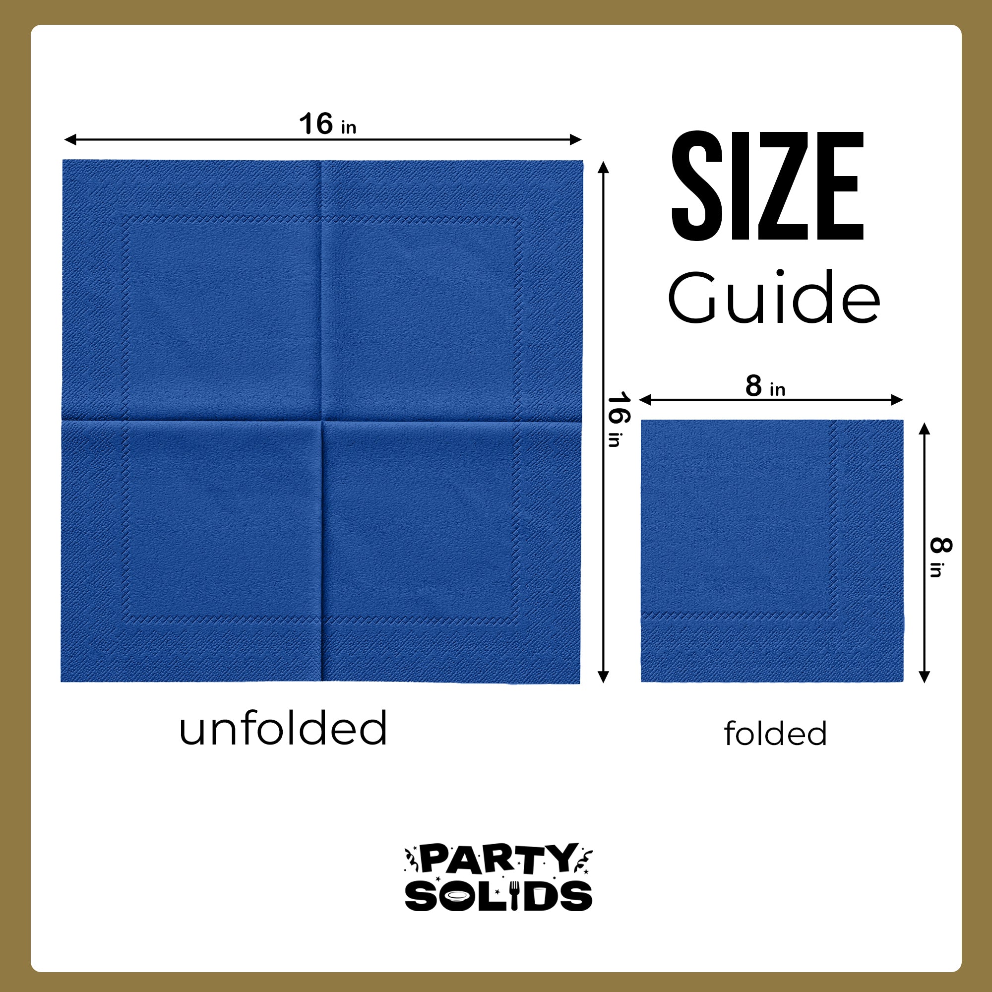 Dark Blue Dinner Napkins | 8 in. x 8 in. | 50 Ct.