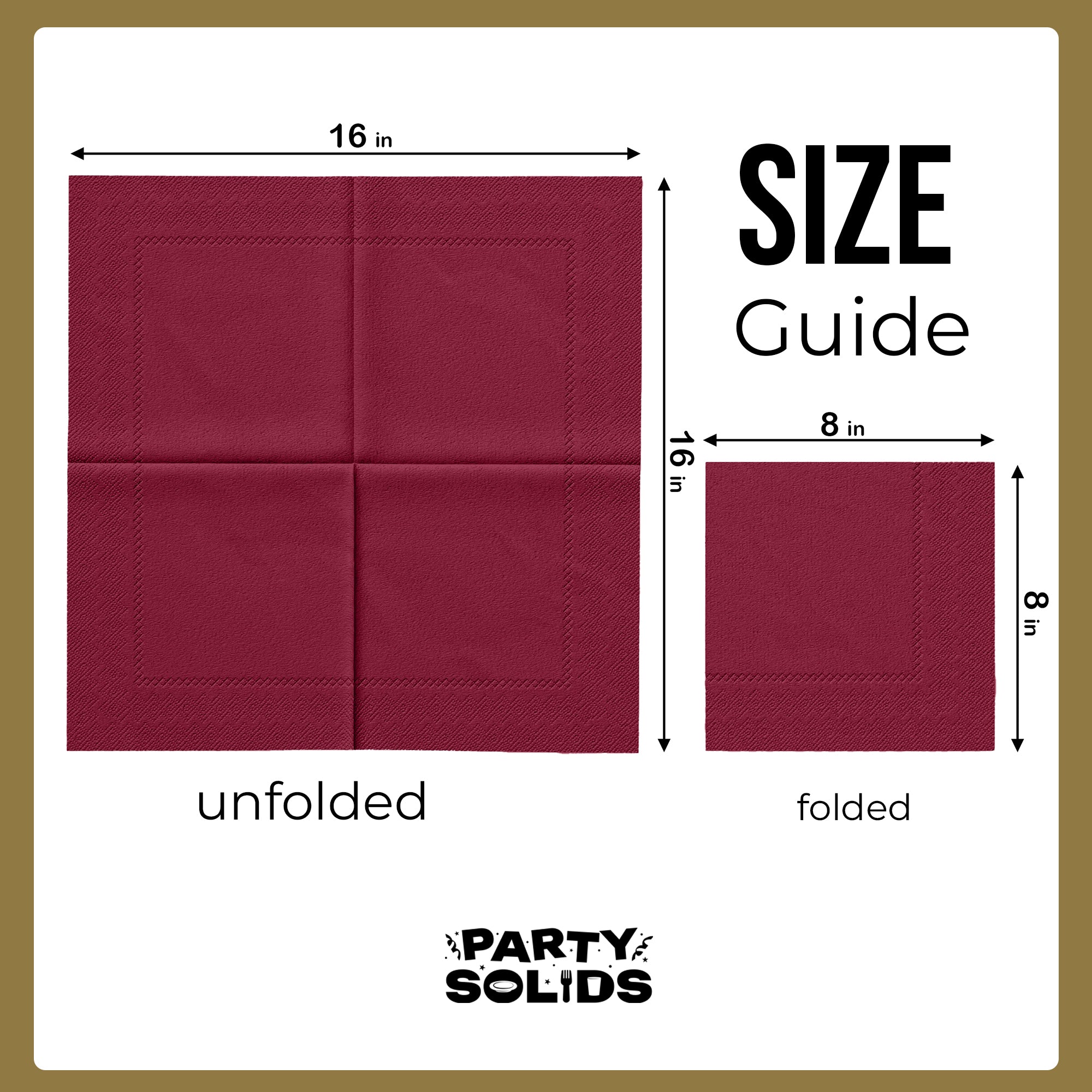 Burgundy Dinner Napkins | 8 in. x 8 in. | 50 Ct.