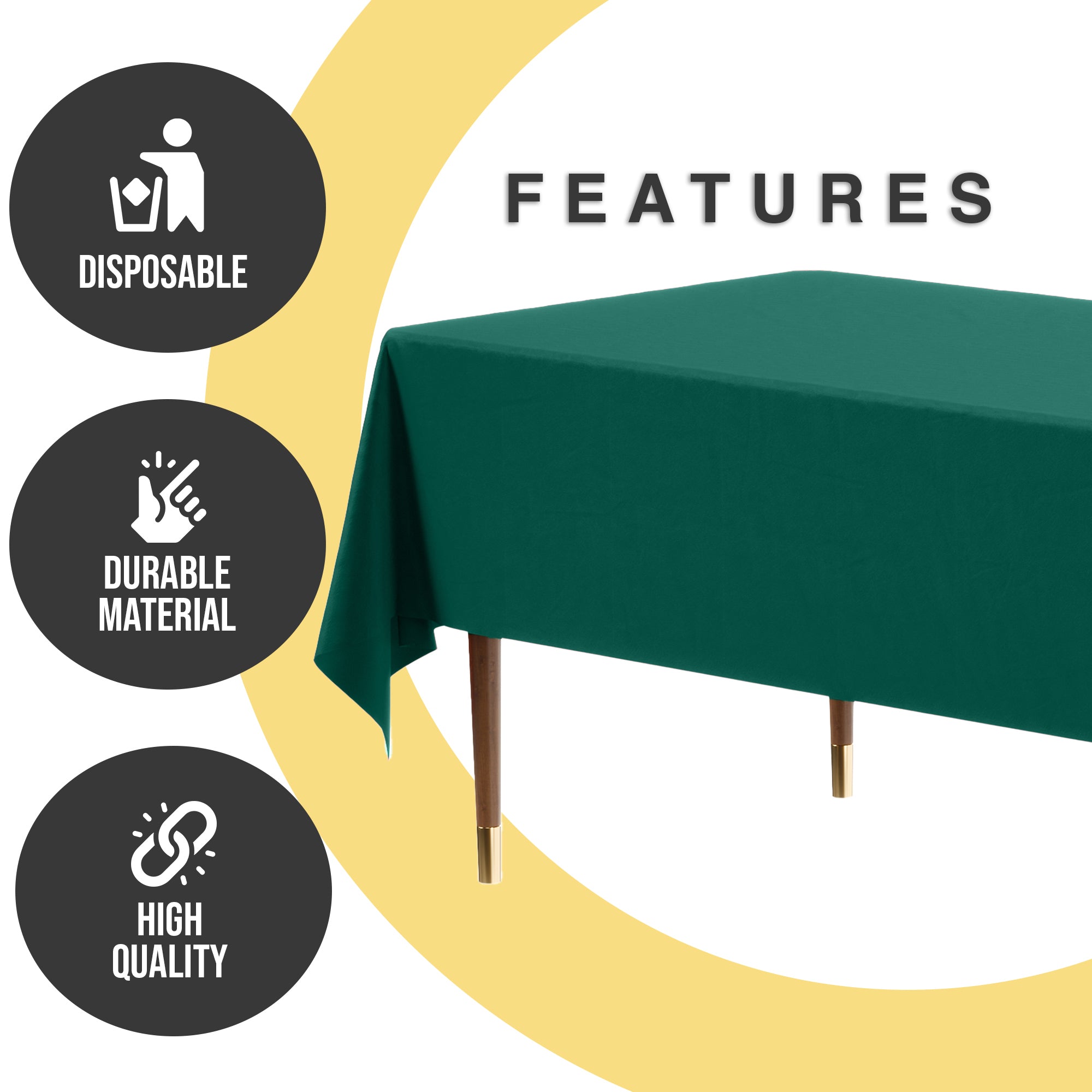 Premium Dark Green Plastic Table Covers | 6 Pack | 54 in. x 108 in.
