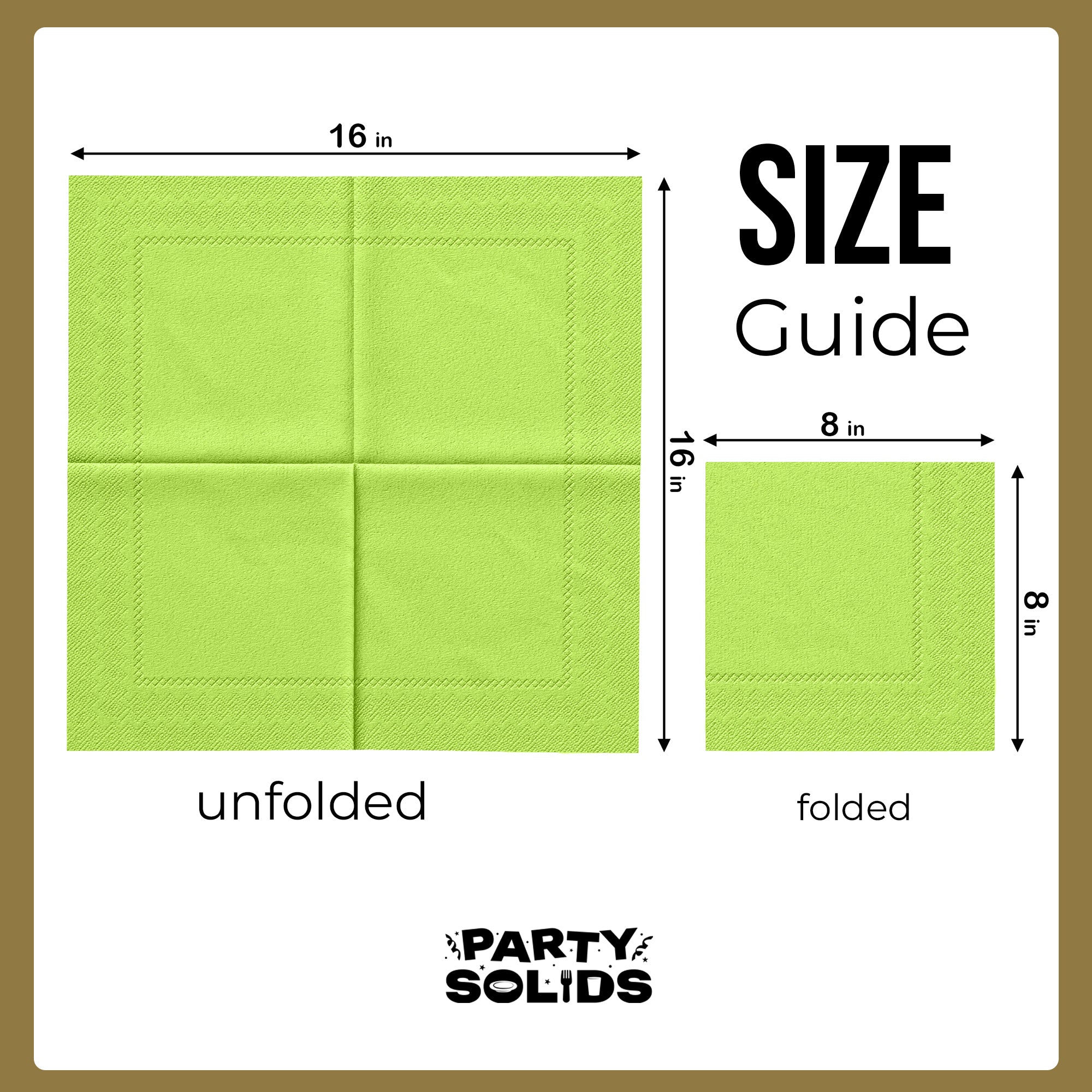Lime Green Dinner Napkins | 8 in. x 8 in. | 50 Ct.