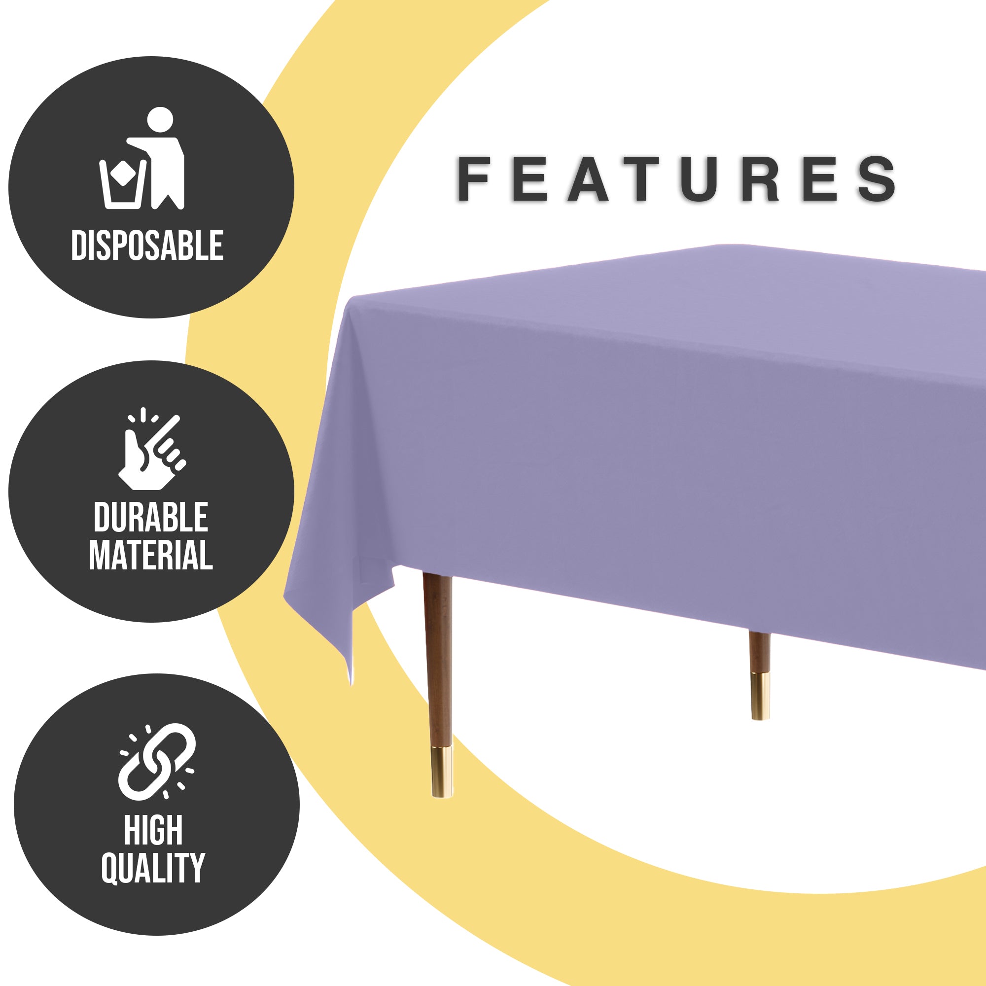 Premium Lavender Plastic Table Covers | 6 Pack | 54 in. x 108 in.